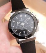 Replica Hublot Classic Fusion Chrono Watches Black Bezel Black Rubber Band